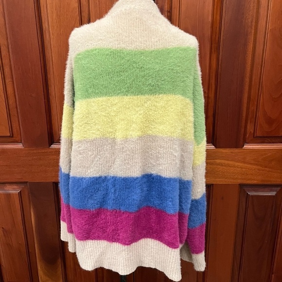 Anthropologie Moon River Women Cozy Soft Block Stripe Cardigan Sweater Size M - Picture 8 of 15